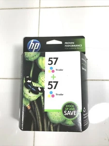 HP Inkjet Print Cartridge 57 Tri-Color Two Pack Combo C6657AN OEM New Sealed 2 - Picture 1 of 7