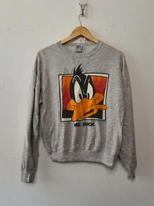 Vintage Daffy Duck Sweatshirt Jumper Boys Extra Large Grey Mr. Duck 1992 - Picture 1 of 14