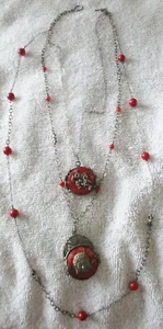 Vintage Carnelian and Silver Tibetan Breaded Buddha 20" Necklace - Picture 1 of 7