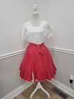 Vintage Kate Schorer Red & White  Square Dance Dress Prairie Rockabilly 