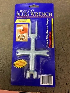 Plumbing Tool Wrench Plug Jones Stephen PO 4 Way Plug Wrench, Basket Strainers - Picture 1 of 2