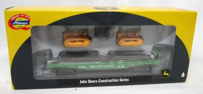 Athearn HO Scale John Deere Crawler Tractors Load Burlington Northern 40' Flat - Image 1 of 3
