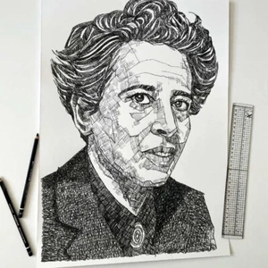 Obra de arte original de Hannah Arendt, filosofía, los orígenes del totalitarismo - Imagen 1 de 7