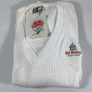 NWOT Vintage Trump Taj Casino Mahal Men's L Cotton Sweater, V-Neck * As Is * - Picture 1 of 16