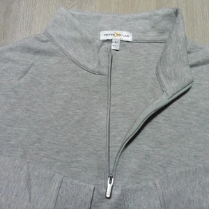 PETER MILLAR Mens L LARGE CROWN COMFORT PULLOVER 1/4 ZIP LIGHT GREY GOLF SWEATER - Picture 1 of 12