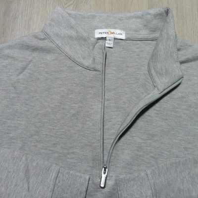 PETER MILLAR Mens L LARGE CROWN COMFORT PULLOVER 1/4 ZIP LIGHT GREY GOLF SWEATER - Image 1 of 4