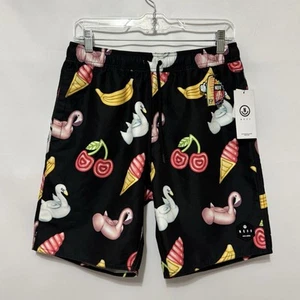 NEFF Hot Tub Board Shorts Swim Trunks Men’s Small Black Flamingo Fruit NWT - Picture 1 of 10