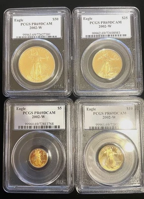 2002-W Gold Eagle Set of 4 $50 $25 $10 $5 PCGS PR69 DCAM - Image 1 of 4