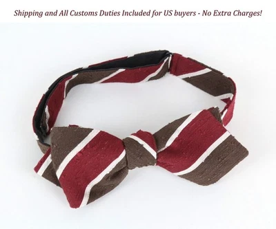 Pajarita de seda a rayas marrón rojo blanco SUITSUPPLY para hombre ~46 cm clásica mariposa Foto 1 de 4