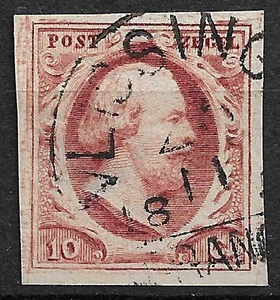 Netherlands 1852 NVPH no 2, 10 cents red, postmark Vlissingen - Picture 1 of 2