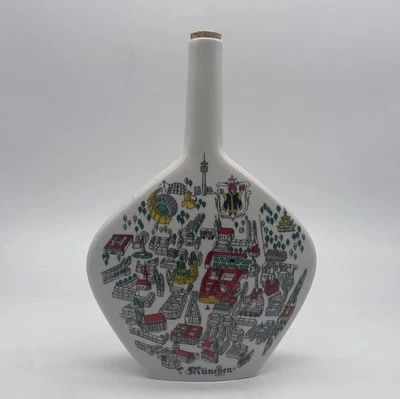 Empty Porcelain Munchen Bottle Escorial Grun Cordial Germany Original Cork 375ml - Image 1 of 4