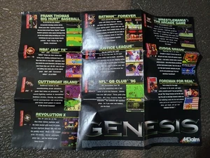 Vintage 1995 ACCLAIM Sega GENESIS System Game Insert Promo Poster - Picture 1 of 2