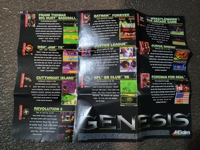 Vintage 1995 ACCLAIM Sega GENESIS System Game Insert Promo Poster - Image 1 of 2