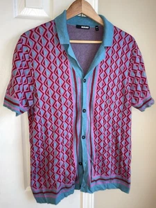 Murano short-sleeve knit polo Sweater Large Geometric Colorful - Picture 1 of 6