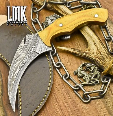 LMK Hot Item Karambit Knife Twist Damascus Hard Wood Camping Rare - Image 1 of 4