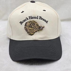 Boars Head Brand Hat Cap Snap Back Black White Embroidered Logo Mens Deli Promo - Picture 1 of 7