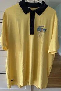 NWT Lacoste Sport Ultra Dry Men’s Yellow 3 Button Miami Open Polo Shirt Size 2XL - Picture 1 of 15