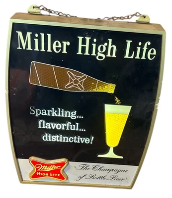 Letrero de luz de movimiento Miller High Life bar animado champán RARO Foto 1 de 4