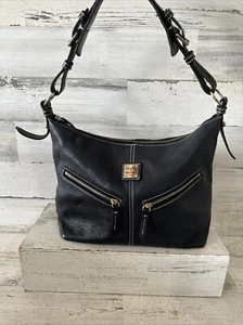 Dooney & Bourke Womens Black Leather Inner Pocket Adjustable Strap Shoulder Bag - Picture 1 of 12