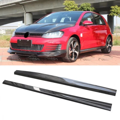 For VW Volkswagen GOLF Mk7 GTI & O Carbon Fiber Side Skirt Extension Lip Spoiler - Image 1 of 4