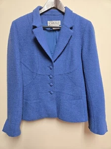 Vintage Carlisle Womens Boiled Wool Jacket Sz 6 Lined Blazer 80s 90s Office Gold - Picture 1 of 10