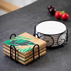 And Square Coasters Coaster Rack Cup Mat Frames Cup Mat Tray Coaster Holder - Picture 1 of 18