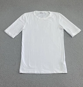 BRUNELLO CUCINELLI T-Shirt Size Large White Crew Neck Stretch Monili Beaded EXC - Picture 1 of 11
