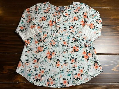 Van Heusen Shirt, Women's Small, White Orange, Multicolor, Floral, Half Sleeve Foto 1 de 4