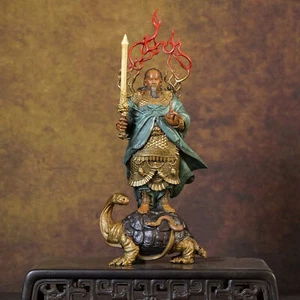 Statua Zhenwu Dadi in bronzo intagliato a mano - divinità imperatore del nord daoista da collezione - Foto 1 di 7