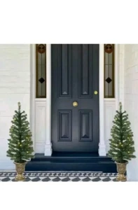 NEW 2-Count Prelit 3.5' Artificial Porch Christmas Trees with LED Light LOT 2228 - Picture 1 of 2