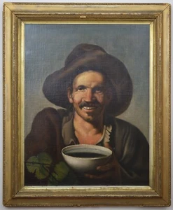 Portrait detail from Los borrachos after Velázques. Original Victorian oil c1880 - Picture 1 of 10