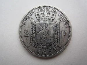 BÉLGICA 1868 2 FRANCOS - Imagen 1 de 2