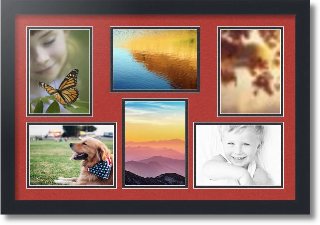 ArtToFrames Collage Mat Picture Photo Frame 6 5x7" Openings in Satin Black 351 - Image 1 of 1