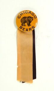 CHICAGO BEARS VINTAGE PIN CIRCA 1940'S WITH 2 RIBBONS
