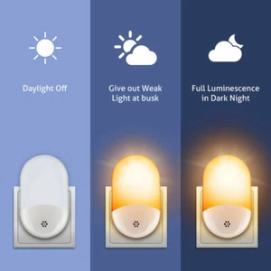 Dusk to Dawn Automatic Light Sensor EU UK Wall Plug In LED Night Light Lamp BC - Picture 1 of 12