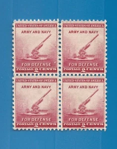  1940 ARMY AND NAVY FOR DEFENSE 2c PLATE BLOCK OF 4 STAMPS (Sku84) - Picture 1 of 3