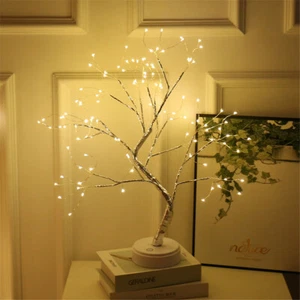 LED Tabletop Bonsai Artificial Tree Lights Lamp DIY Home Decor Gift USB - Picture 1 of 13