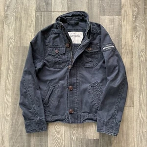 Abercombie Sentinel Military Army Jacket Size Kids XL Navy Blue Cotton Canvas - Picture 1 of 7