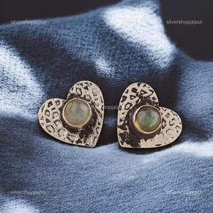 925 Sterling Silver Natural Labradorite Anniversary Stud Post Earrings Jewelry - Picture 1 of 7