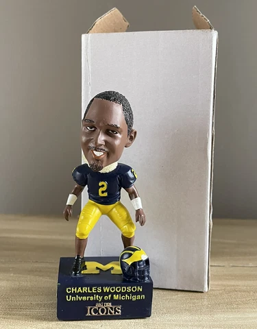CHARLES WOODSON Michigan Wolverines Legend BIG 10 Football Icons 4” Bobblehead Cover