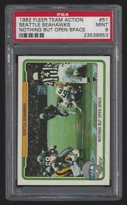 1982 Fleer Team Action #51 Seattle Seahawks Nothing But Open Space PSA 9 Mint 53 - Image 1 of 2