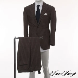 #1 MENSWEAR Sartoria Partenopea Napoli Cigar Nailhead Pinstripe 2B 2V FF Suit NR - Imagen 1 de 9