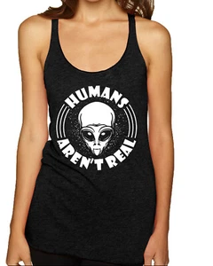 Top sin mangas Humans Aren't Real Tri-Blend Racerback - Imagen 1 de 16