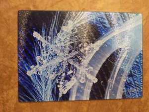 Christmas Holiday Blue/White Snowy Snowflake Glass Picture Decor - Picture 1 of 3