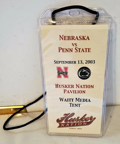 2003 Nebraska Cornhuskers vs. Penn State Football ticket & Media Press Pass Cover