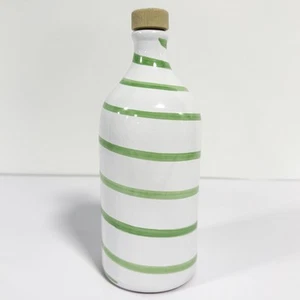 Marchio Figurativo Frantoio Muraglia Oil Bottle Art Pottery Italy Green Stripe - Picture 1 of 24