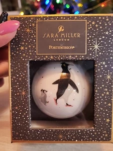 Vtg Sara Miller Ornament London Portmeirion Penguin With Baby - Picture 1 of 7