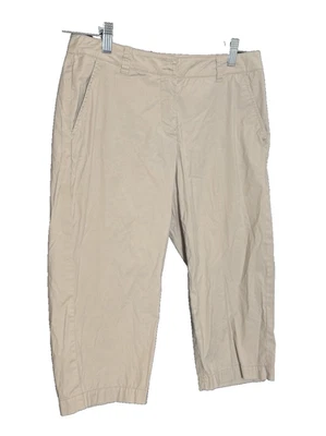 Pantalones Eileen Fisher Medianos Beige Algodón Orgánico Elastizados Recortados Informales Foto 1 de 4