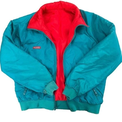 Vintage Columbia Outdoor Jacket L 90s Reversible Windbreaker Blue Red - Image 1 of 4