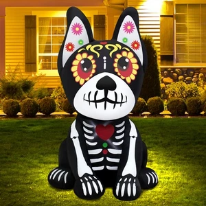 4FT Halloween Inflatables Dia de Los Muertos Dog Outdoor Decorations Blow Up ... - Picture 1 of 7